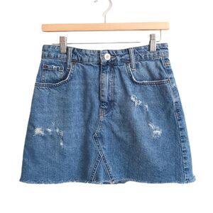BDG Distressed Jean Skirt Light Wash